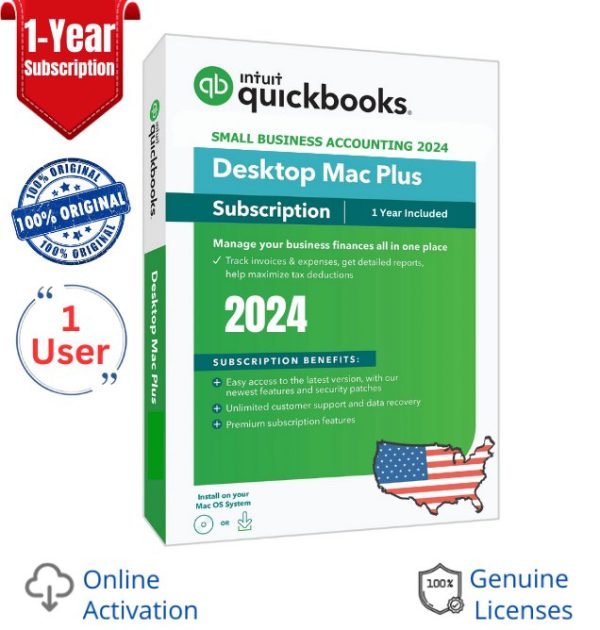 Quickbooks Desktop Mac Plus 2024 - Original License - 1 Year Subscription